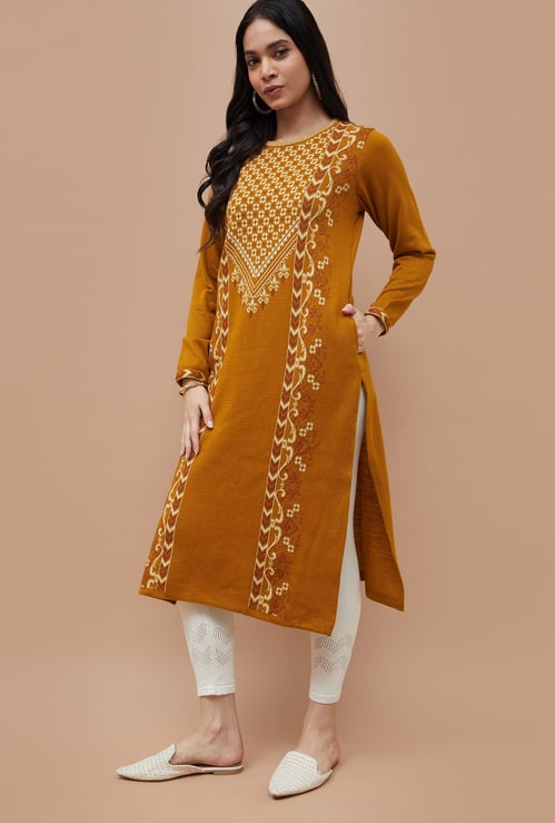 MELANGE Patterned Winter Straight Kurta