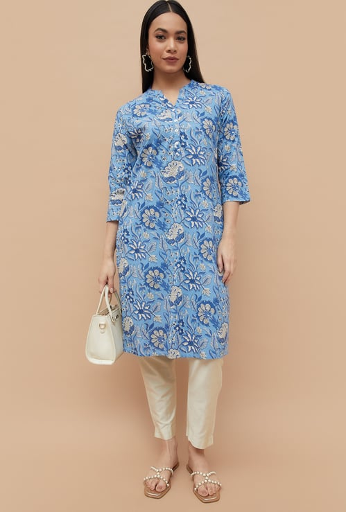 MELANGE Floral Print Straight Kurta