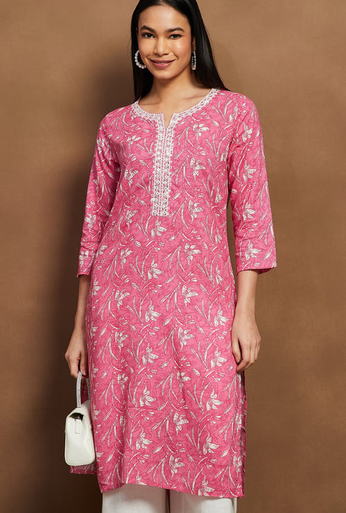 MELANGE Floral Print Straight Kurta