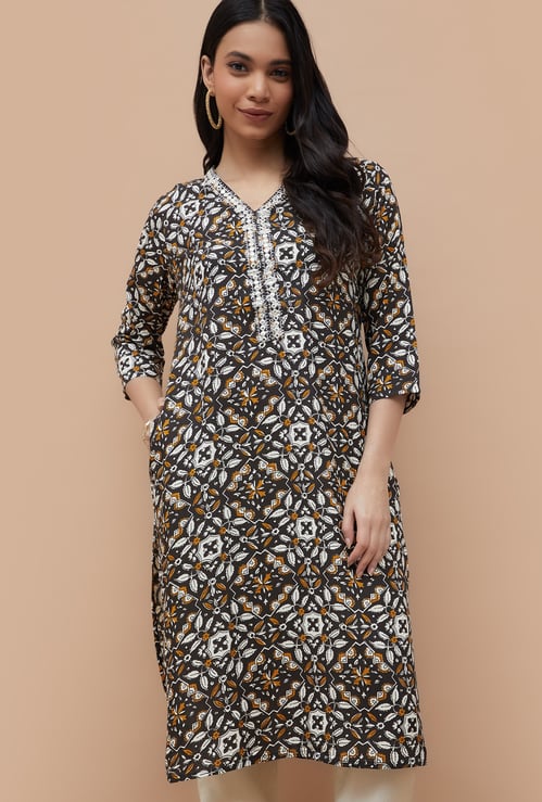 MELANGE Ethnic Motif Straight Kurta