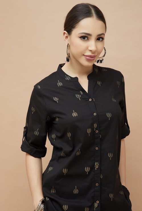 MELANGE Foil Print Straight Kurti