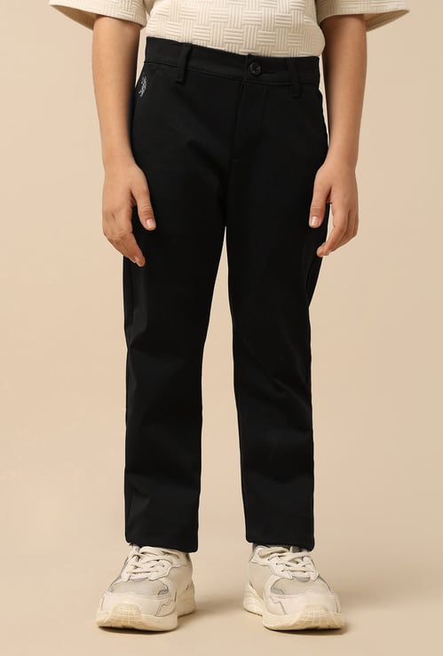 US POLO ASSN KIDS Boys Solid Slim Fit Trousers