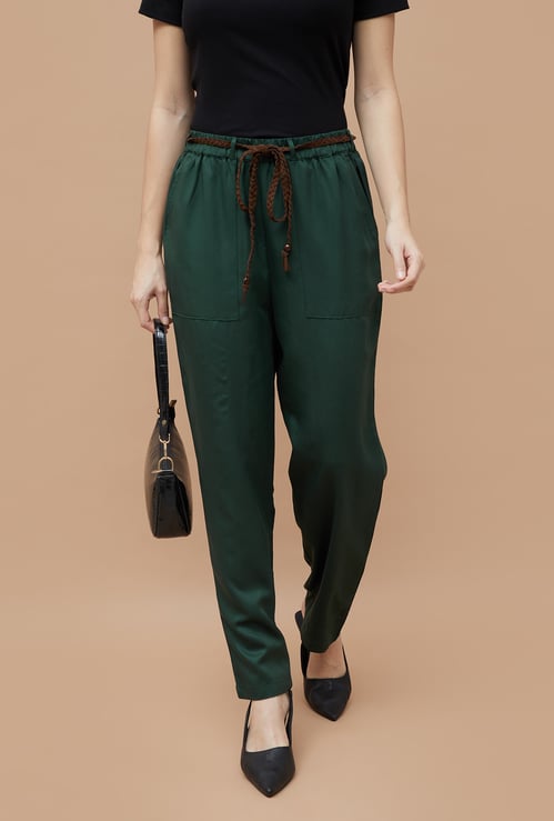 FAME FOREVER Solid Trousers with Belt