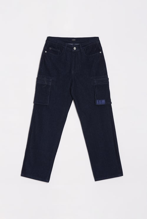 ALLEN SOLLY Boys Darkwashed Cargo Jeans