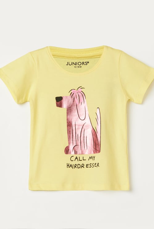 JUNIORS Girls Metallic Print T-shirt