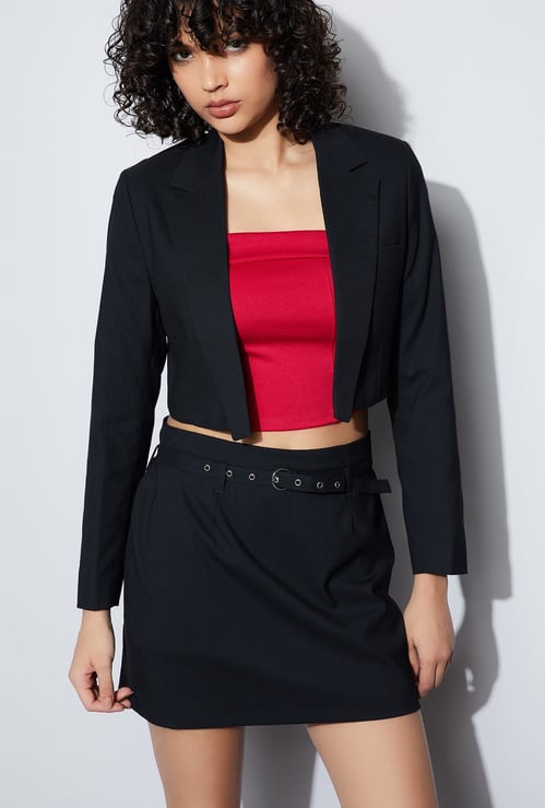 GINGER Solid Cropped Jacket