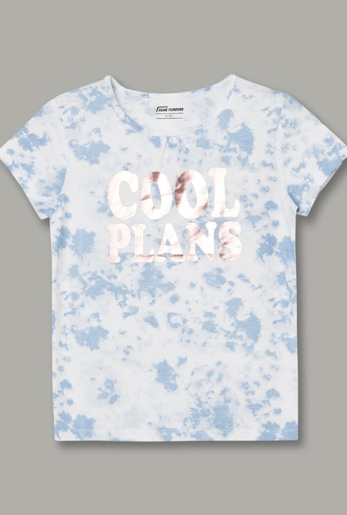 FAME FOREVER Girls Tie-Dye Print T-shirt