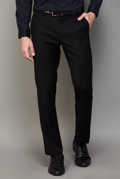 BLACKBERRYS Solid Slim Straight Formal Trousers