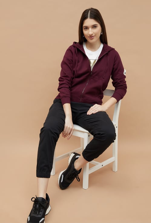 FAME FOREVER Solid Zip-Up Sweatshirt