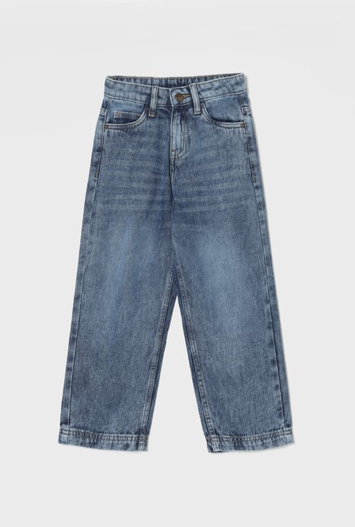 FAME FOREVER Boys Stonewashed Wide Leg Jeans