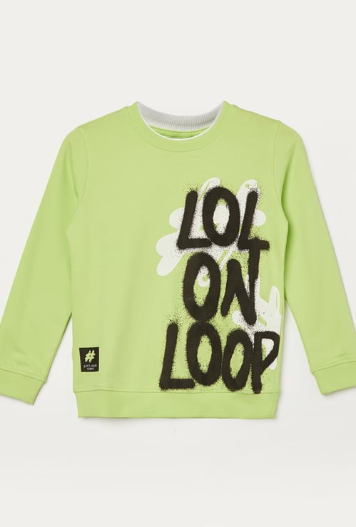 FAME FOREVER Boys Typographic Print Crew Neck Sweatshirt