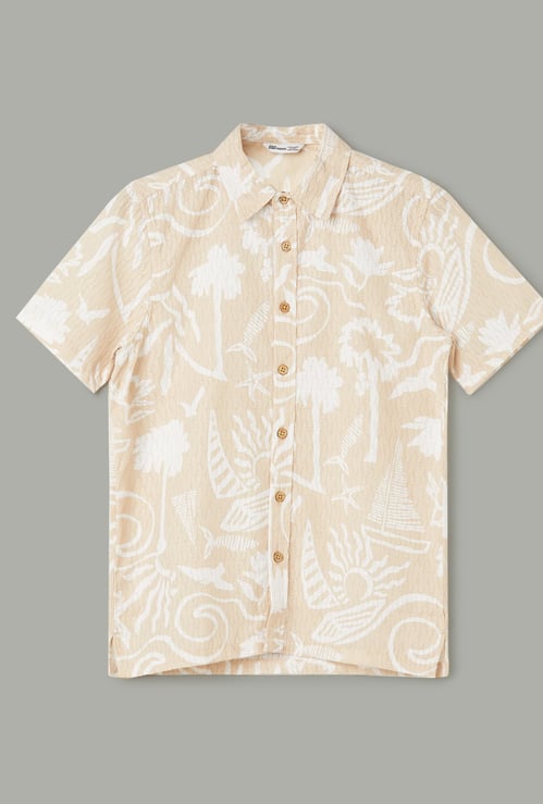 FAME FOREVER Boys Tropical Print Shirt