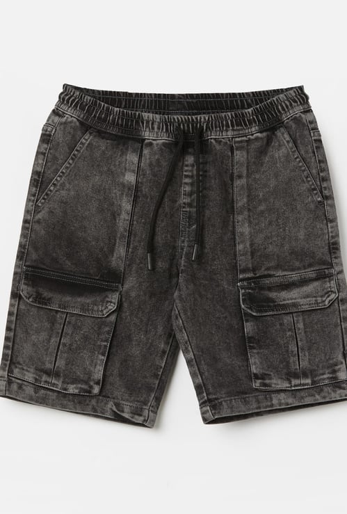 FAME FOREVER Boys Acidwashed Cargo Shorts