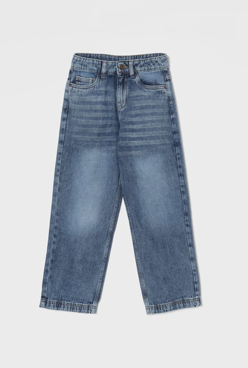 FAME FOREVER Boys Stonewashed Straight Fit Jeans