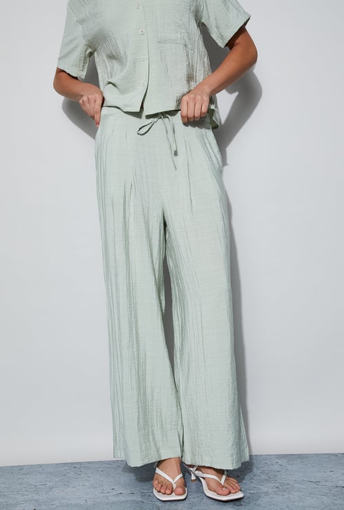 GINGER Textured Wide Leg Trousers