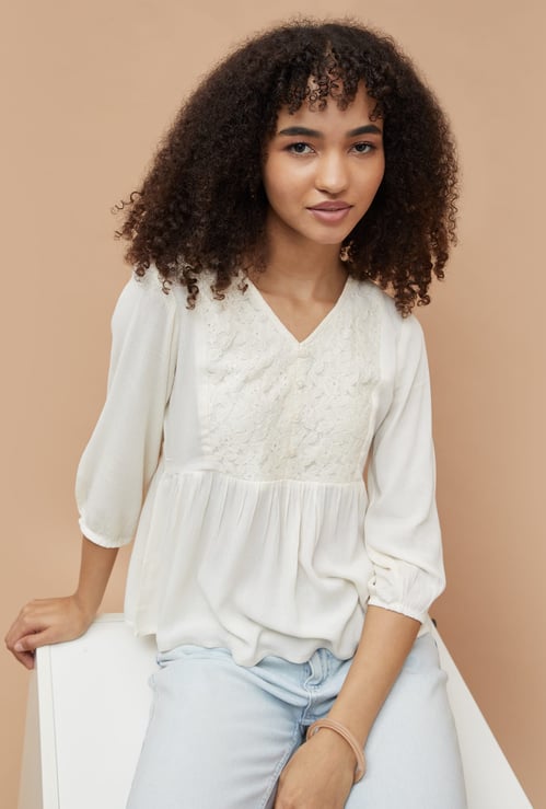 FAME FOREVER Woven Peplum Top