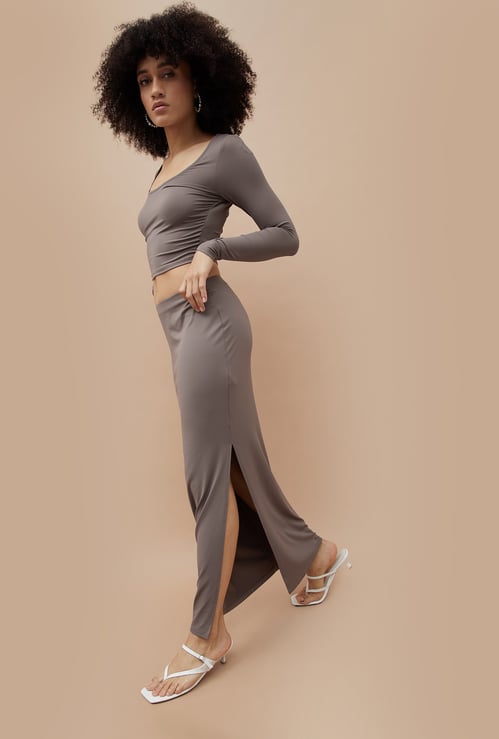GINGER Solid Slitted Skirt