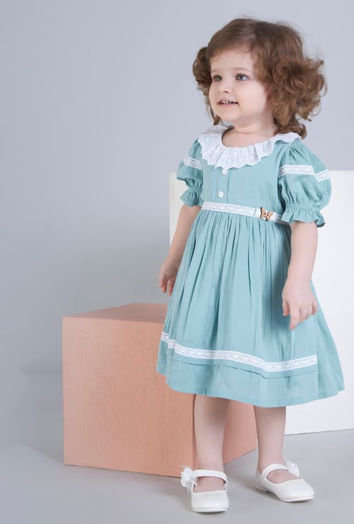 PEPPERMINT Girls Lace Trim Fit and Flare Dress