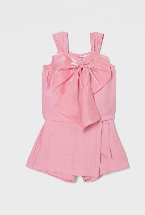 PEPPERMINT Girls Bow-Detailed Top with Skort