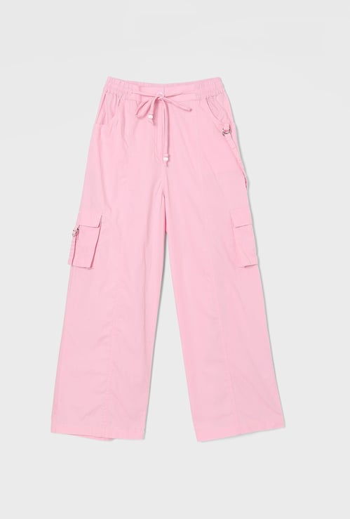 PEPPERMINT Girls Solid Wide Leg Cargos