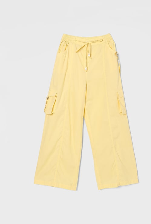 PEPPERMINT Girls Solid Wide Leg Cargos