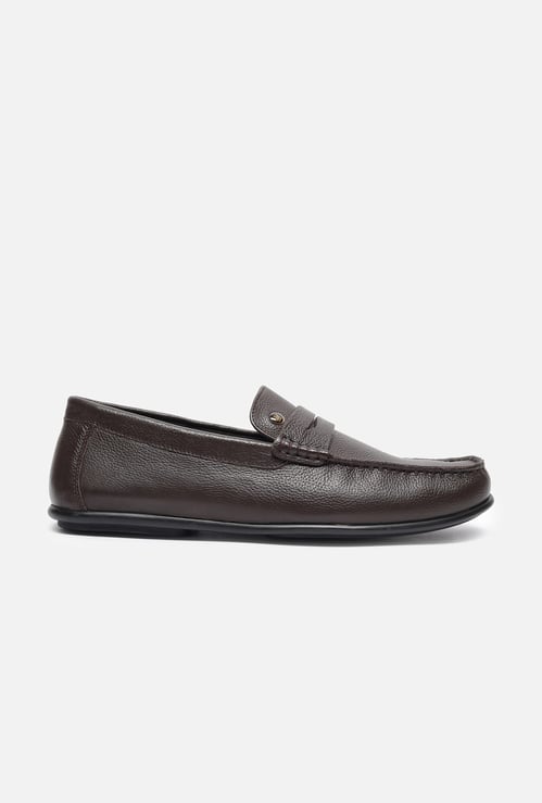 LOUIS PHILIPPE Textured Leather Loafers