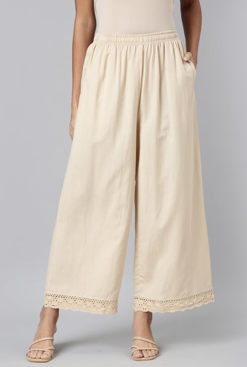 GO COLORS Lace Trimmed Palazzos