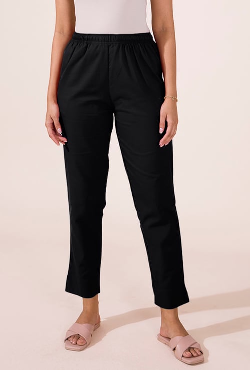 GO COLORS Solid Straight Pants