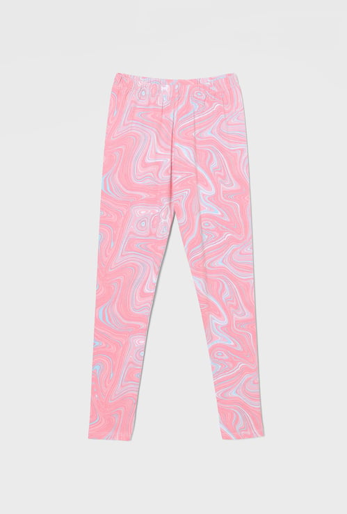 FAME FOREVER Girls Marble Print Elasticated Leggings