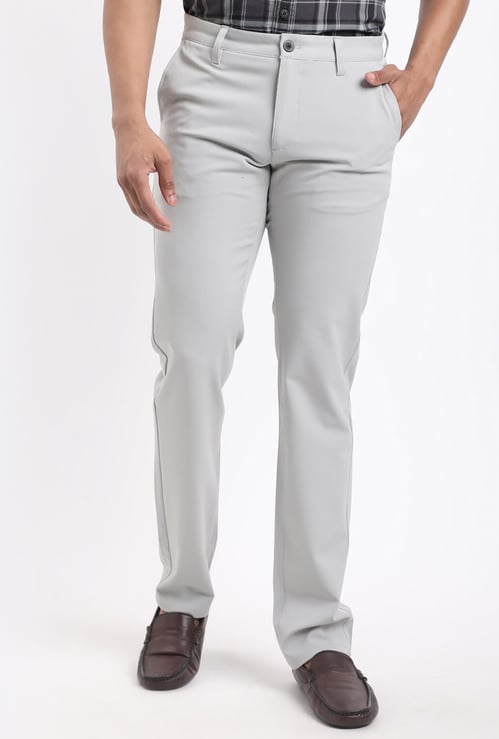 INDIAN TERRAIN Solid Brooklyn Trousers (Slim Tapered)