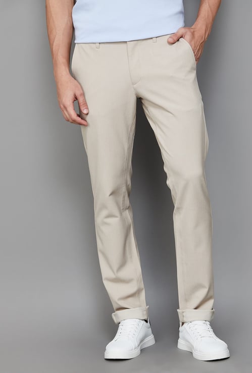 INDIAN TERRAIN Solid Brooklyn Trousers (Slim Tapered)