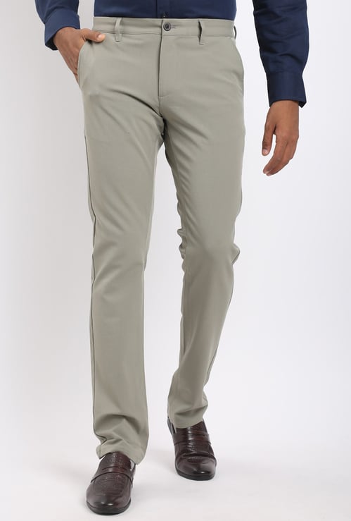 INDIAN TERRAIN Solid Brooklyn Trousers (Slim Tapered)