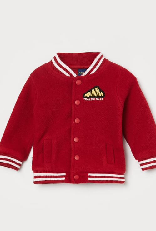 JUNIORS Boys Fleece Baseball Collar Varsity Jacket
