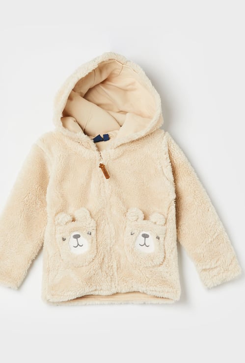 JUNIORS Boys Hooded Sweatshirt with Bear Pockets