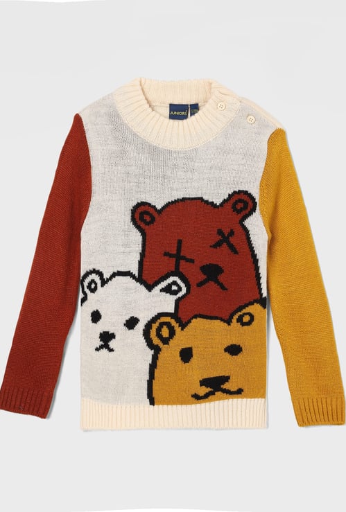 JUNIORS Boys Bears Knit Sweater