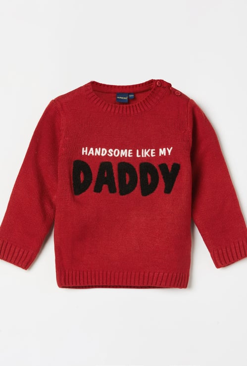 JUNIORS Boys Chenille Embroidered Sweater