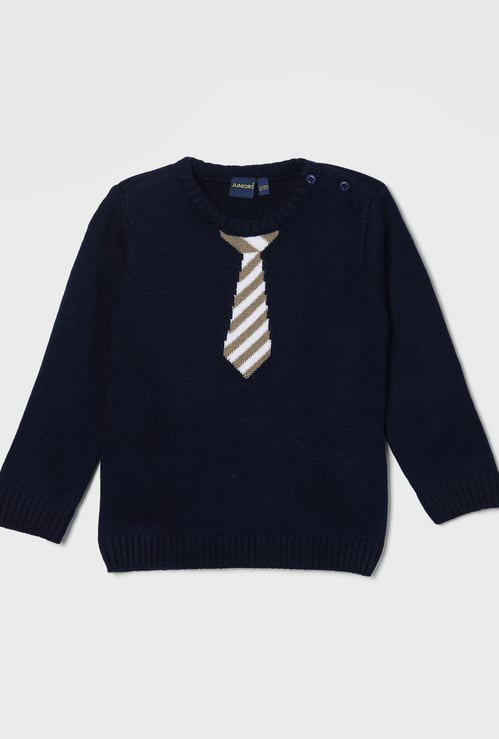 JUNIORS Boys Tie-Knitted Sweater