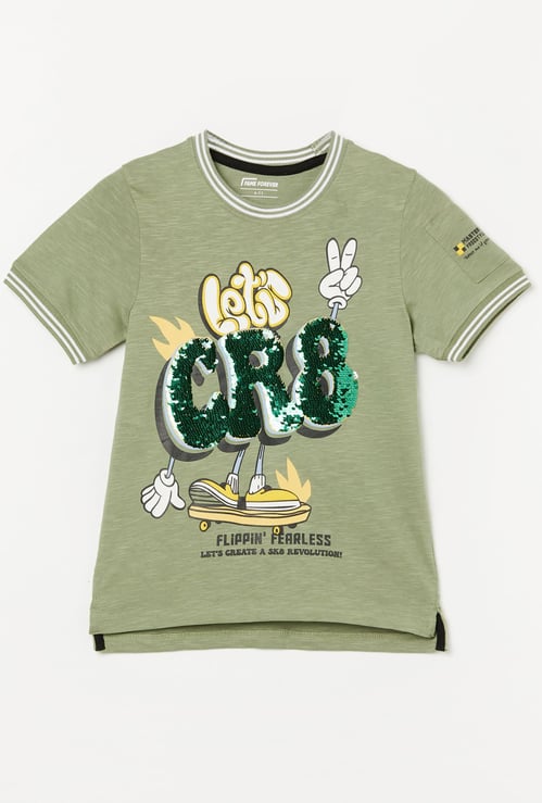 FAME FOREVER Boys Sequinned T-shirt
