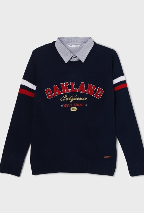 FAME FOREVER Boys Chenille Embroidered Sweater
