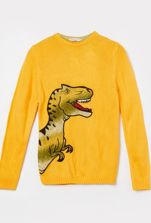FAME FOREVER Boys Dinosaur Applique Sweater