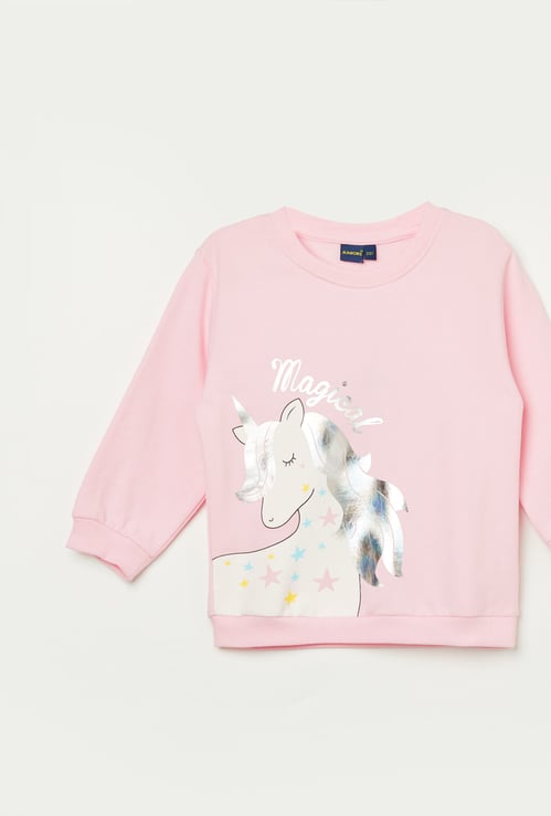 JUNIORS Girls Unicorn Print Sweatshirt