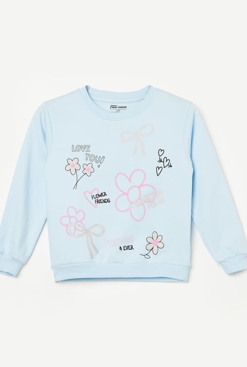 FAME FOREVER Girls Floral Print Sweatshirt