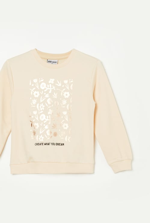 FAME FOREVER Girls Metallic Print Sweatshirt