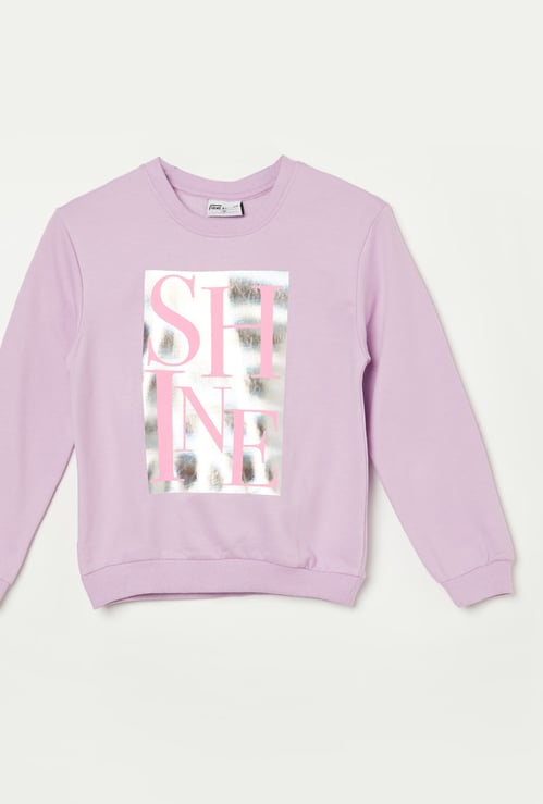 FAME FOREVER Girls Metallic Print Sweatshirt