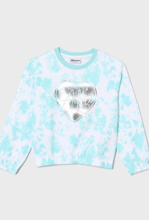 FAME FOREVER Girls Heart Print Sweatshirt