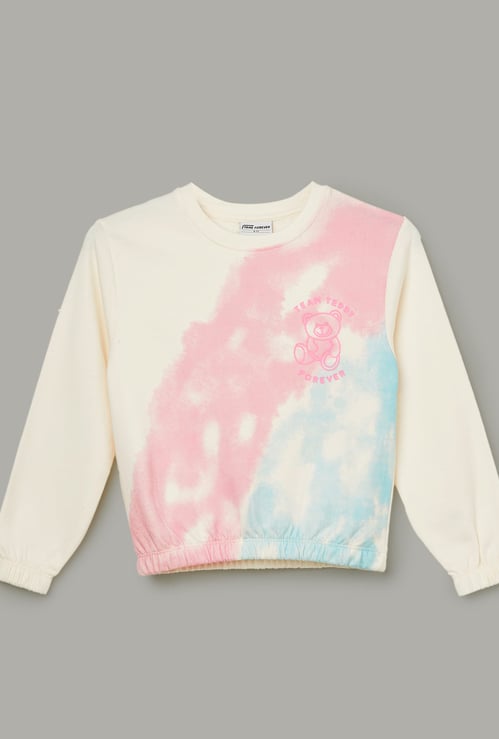 FAME FOREVER Girls Tie-Dye Print Sweatshirt