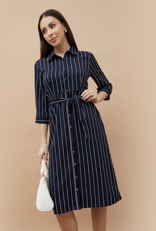 CODE CLASSIC Striped Shirt Dress