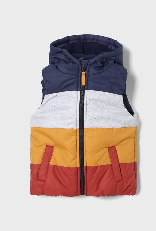 JUNIORS Boys Colourblock Hooded Gilet