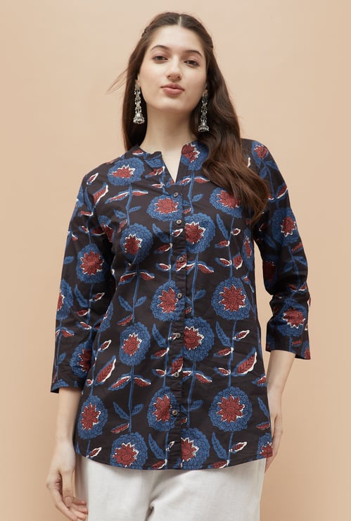 MELANGE Floral Print Straight Kurti