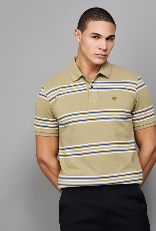 FAHRENHEIT Striped Regular Fit Polo T-shirt
